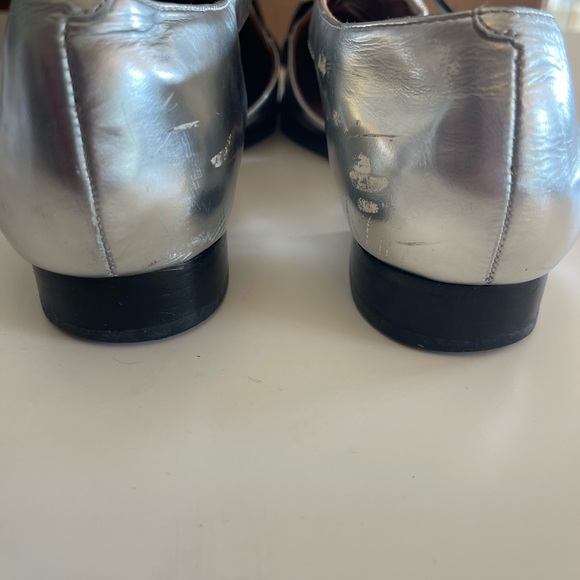 Rebecca Minkoff Silver Leather Loafers Oxford flats Cutout sides 7.5 chic - Picture 10 of 16